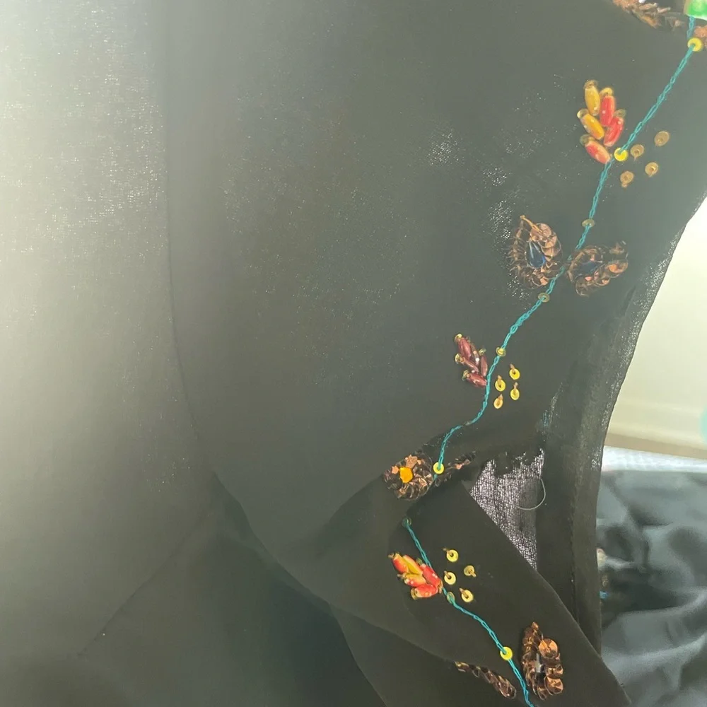 Beautiful delicate black sari designer new lightweight  embroidery elegant new - Picture 6 of 10